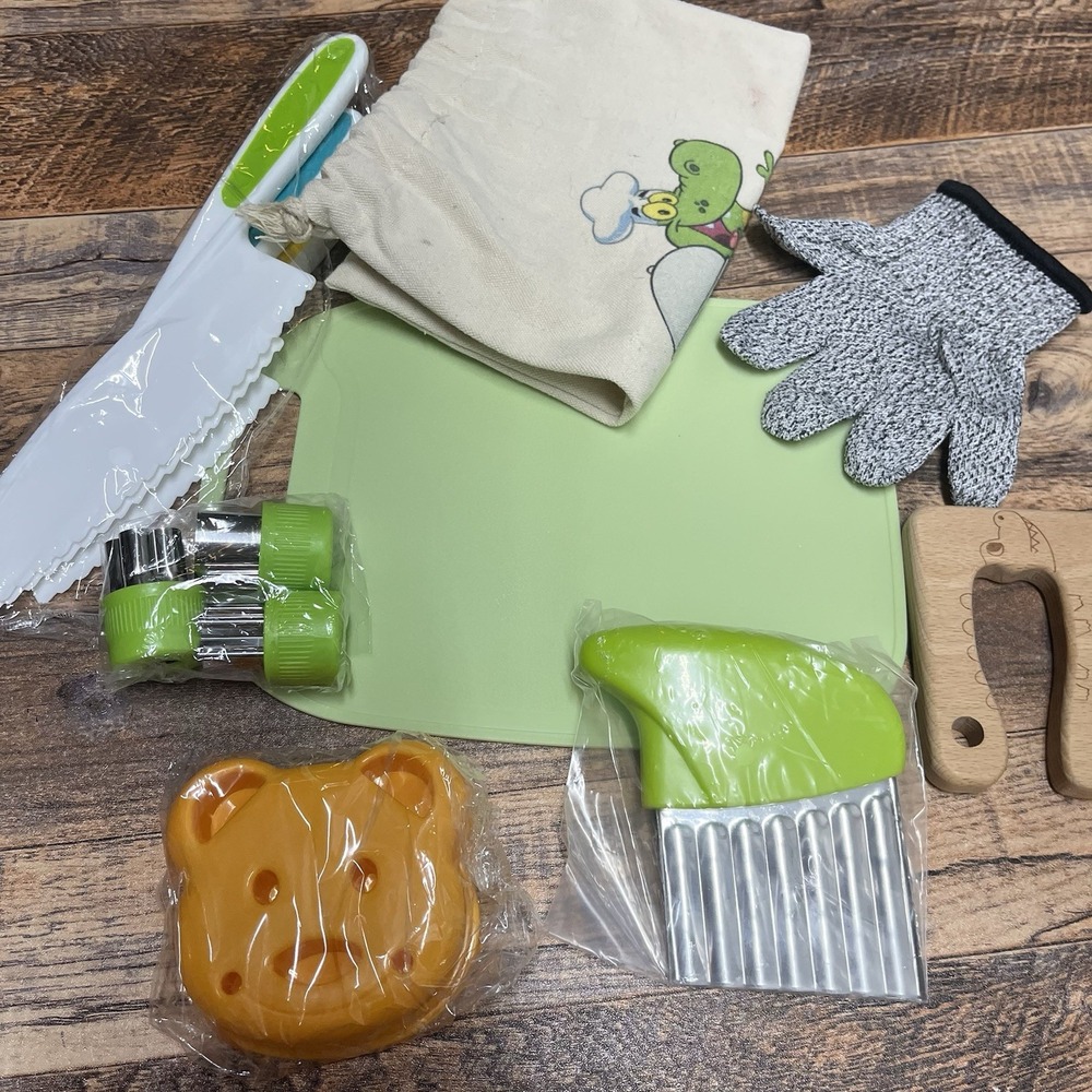 Kids Cooking Set Knives Cutting Board Peeler Cutters Glove